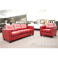 Two Piece Bonded Leather Sofa Set Including  Sofa & Chair