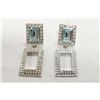 Image 1 : Michelle Merizzi Designer Rhodium Plated Drop  Style Double Pendant Earrings With Blue and  Clear Sw