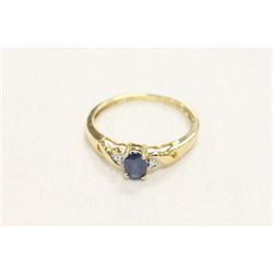 10kt Gold Ring With Genuine Sapphire and  Diamonds Size 7 (Appraised $600)