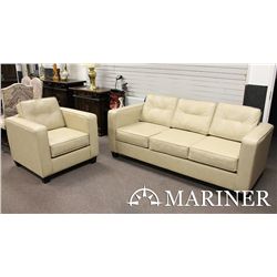 Two Piece Bonded Leather Sofa Set Including  Sofa & Chair