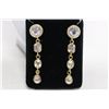 Image 1 : Michelle Merizzi Designer 14kt Gold Plated  Drop Style Earrings With Clear Swarovski  Crystals (Appr