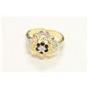 Image 1 : Gold Plated Sterling Silver Ring With Genuine  Sapphires and Diamond