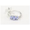 Image 1 : Sterling Silver Ring With Genuine Tanzanite  and C.Z.