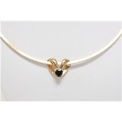 Gold Plated Sterling Silver and Genuine  Sapphire Necklace/Pendant