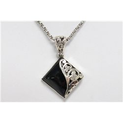 Sterling Silver and Genuine Black Onyx  Necklace/Pendant