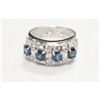 Image 1 : Sterling Silver Ring With Genuine Sapphires  and C.Z. Size 7.50 (Appraised $1,333)