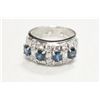 Image 1 : Sterling Silver Ring With Genuine Sapphires  and C.Z. Size 7.50 (Appraised $1,333)