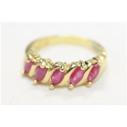 Gold Plated Sterling Silver and Genuine Ruby  Ring Size 8