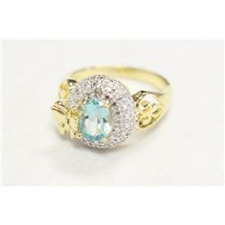 GP Sterling Ring With Genuine Blue Topaz Size  8