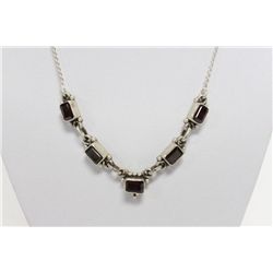 Sterling Silver and Genuine Garnet Necklace