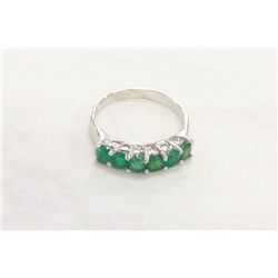 Sterling Silver and Genuine Emerald Ring Size  8.75 (Appraised $550)