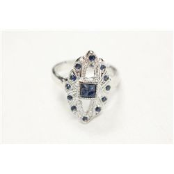 Sterling Silver and Genuine Sapphire Ring  Size 7.5 (Appraised $504)