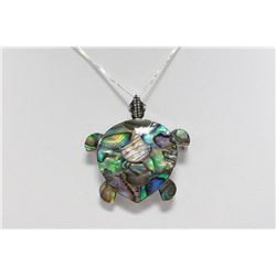 Sterling Silver and Genuine Abalone Turtle  Necklace Brooch/Pendant