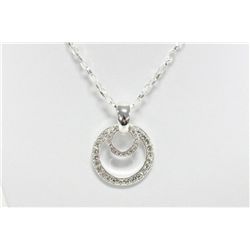 Michelle Merizzi Designer Sterling Silver  Plated Necklace and Double Circle of Life  Pendant With C