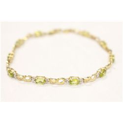 10kt Yellow Gold and Genuine Peridot Bracelet