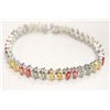 Image 1 : Sterling Silver Bracelet With Multi Colored  Genuine Sapphires (Appraised $2,604)