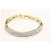 Image 1 : Joshua Lieff Designer Gold Plated Bangle  Bracelet With Clear Swarovski Crystals