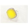 Image 1 : Sterling Silver Ring With Genuine Yellow  Agate and C.Z. Size 7