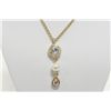 Image 1 : Michelle Merizz Designer Gold Plated Necklace  and Drop Style Pendant With Clear Swarovski  Crystals