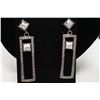 Image 1 : Michelle Merizzi Designer Sterling Silver  Plated Panel Style Earrings With Clear  Swarovski Crystal