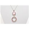 Image 1 : Michelle Merizzi Designer Sterling Silver  Plated Necklace and Drop Style Pendant With  Rose Colered