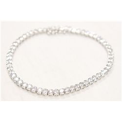 Joshua Lieff Designer Rhodium Plated Tennis  Bracelet With lear Swarovski Crystals