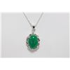 Image 1 : Sterling Silver Necklace With Genuine Jade  Pendant