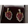 Image 1 : Gold Plated Sterling Silver Earrings With  Synthetic Rubies and C.Z.