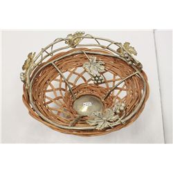 Wicker Basket With Metal Decor