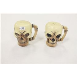 Pair of Porcelain Skelton Salt and Pepper  Shakers