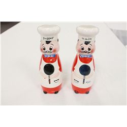 Pair of Porcelain Cooks Salt and Pepper  Shakers