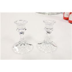 Pair of Older Glass Candle Holders