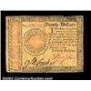 Image 1 : Continental Currency January 14, 1779 $20 Very Fine. A nice Continental with strong signatures and g
