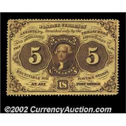 Fr. 1228 5c First Issue Very Choice New. A near-Gem example, with good, deep perforations and perfec