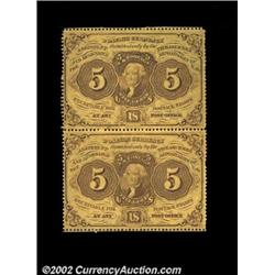 Fr. 1228 5ó First Issue Vertical Pair Very Choice New. Perforated pairs are all very rare, and this.