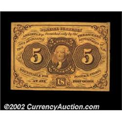 Fr. 1230 5c First Issue Superb Gem New. A beautiful piece, with excellent centering of both sides, b