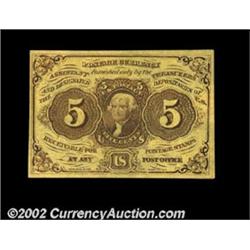 Fr. 1230 5c First Issue Very Choice New. A near-Gem example of this always-popular note. The surface