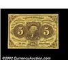 Image 1 : Fr. 1230 5c First Issue Very Choice New. A near-Gem example of this always-popular note. The surface