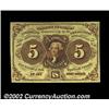 Image 1 : Fr. 1231 5c First Issue Gem New. An evenly margined, beautiful example of this scarce, straight-edge