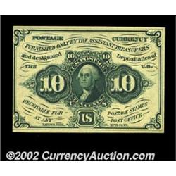Fr. 1243 10c First Issue Very Choice New. With a hair more margin, this pretty, straight-edge no-mon