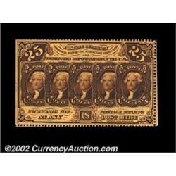 Fr. 1279 25c First Issue Choice New. A well printed example that is a Gem but for the perforations..