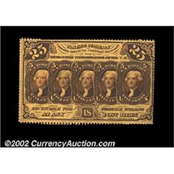 Fr. 1279 25c First Issue Choice New. There are some short perfs on each side, and the face centering