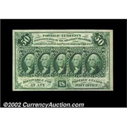 Fr. 1312 50c First Issue Gem New. A bright, broadly margined example of this popular type. The back.