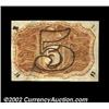 Image 2 : Fr. 1235 5ó Second Issue Choice New. This is a very nice example of this scarce Fiber Paper Five Cen