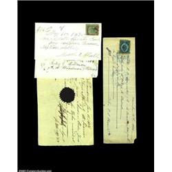 Handwritten Checks. A group of four nineteenth century checks that were entirely handwritten, includ