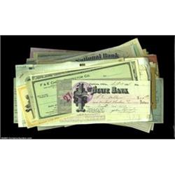 Large Group of Historical Checks. Approximately 107 miscellaneous checks, ranging from 19th century.