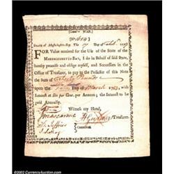 State of Massachusetts Bay $40 6% Feb. 17, 1779 Anderson MA-4A nice example of this scarce note that