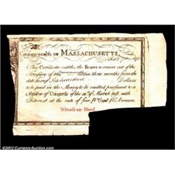 Commonwealth of Massachusetts $600 5% Bond Feb. 7, 1781 Anderson MA-24A scarce issue that was printe