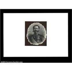 Military Vignette. A scallop-clipped oval vignette, measuring approximately 2 1/4" by 2 5/8", of an.