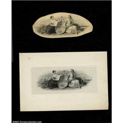 Two Vignettes. A pair of vignettes, the first a progress proof with less detail and the second a fin